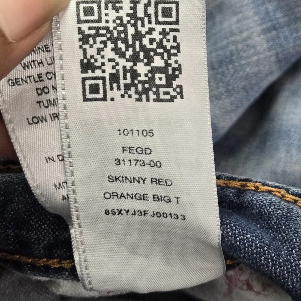 True Religion Brand Jeans Men Jeans 33 Blue Denim Skinny Red Orange Big T READ